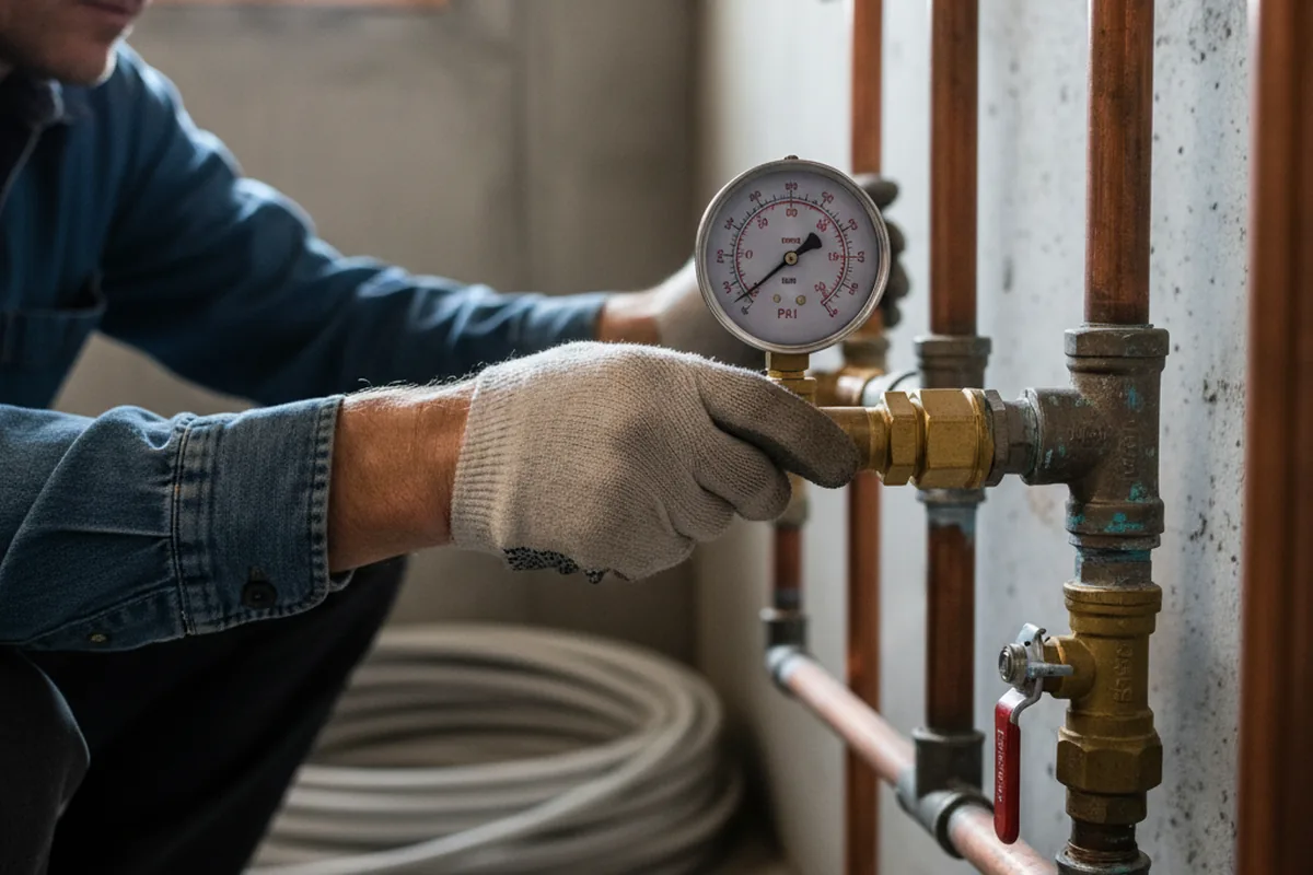 Pressure testing a repaired line during Water Line Repair in San Marcos