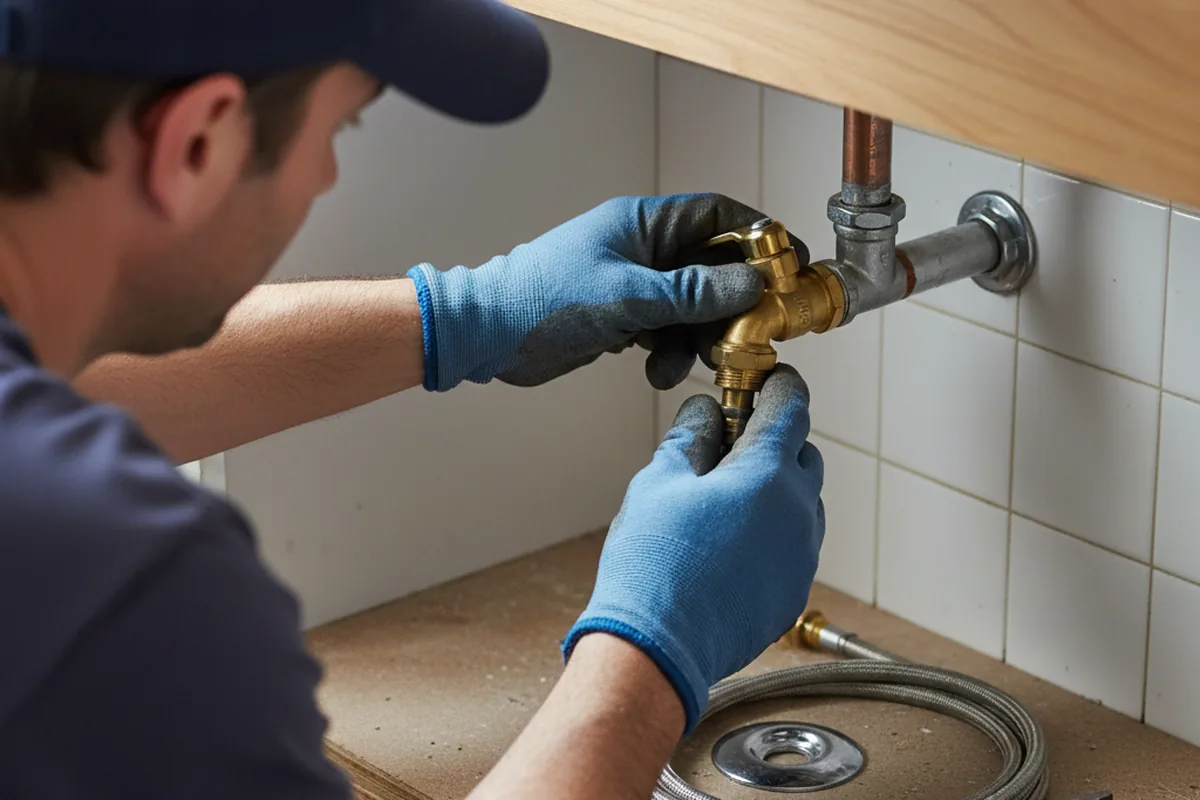 Shutoff valve and fitting work during Burst Pipe Repair in San Marcos